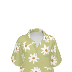 Women's V-Neck Short Sleeve Pajama Set with Chest Pocket thumbnail 6
