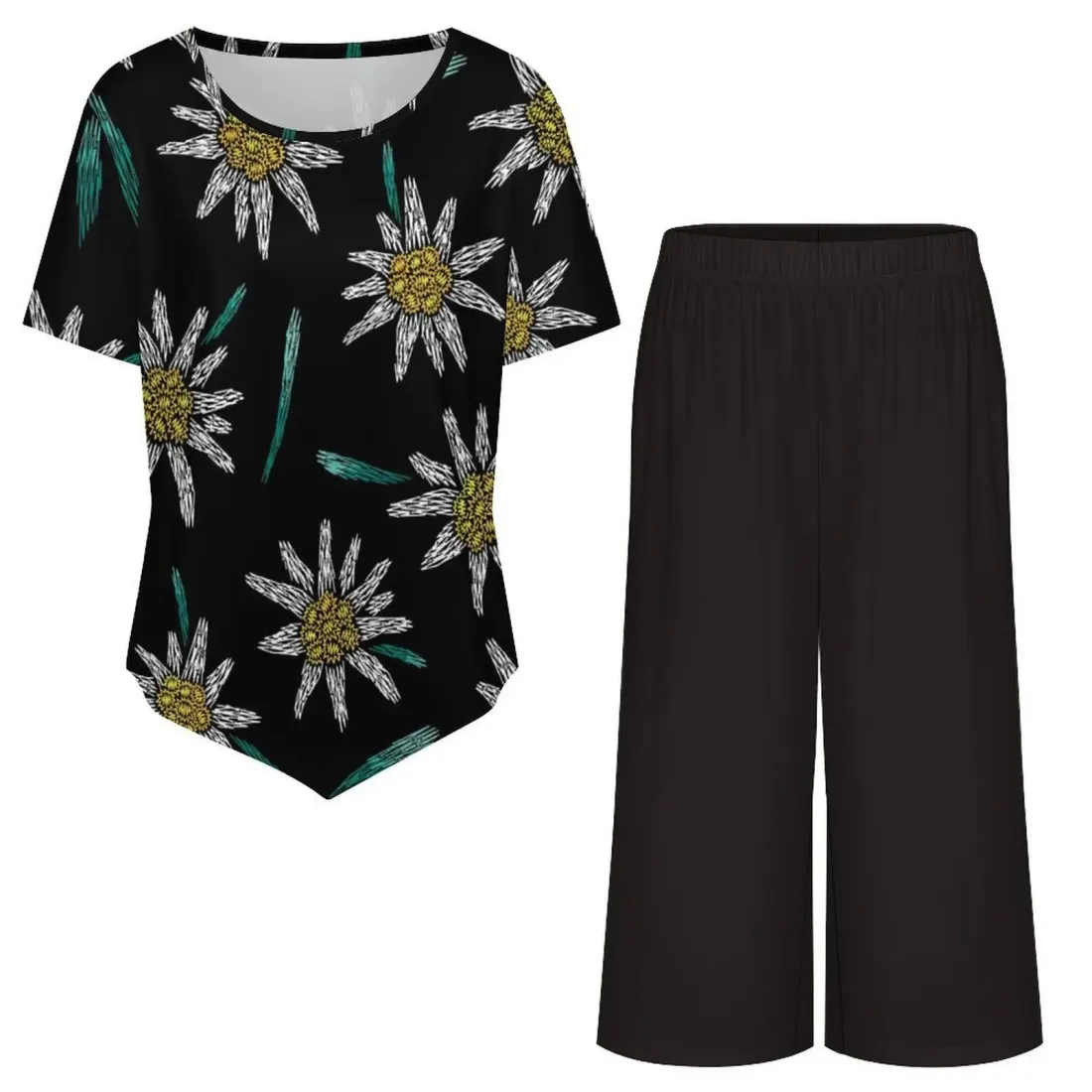 Short Sleeve Top & Cropped Wide-Leg Pants Set — photo 5