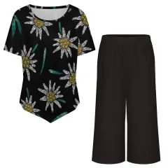 Short Sleeve Top & Cropped Wide-Leg Pants Set thumbnail 5