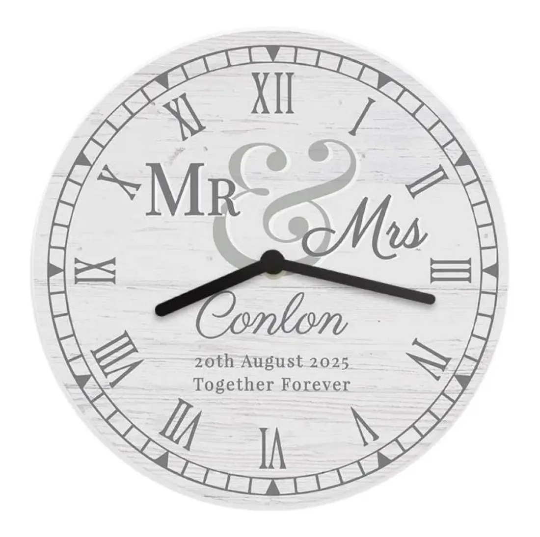 Personalised Wooden Clock, Custom Mr and Mrs Wedding Gift, Anniversary Keepsake, Rustic Home Decor — photo 4