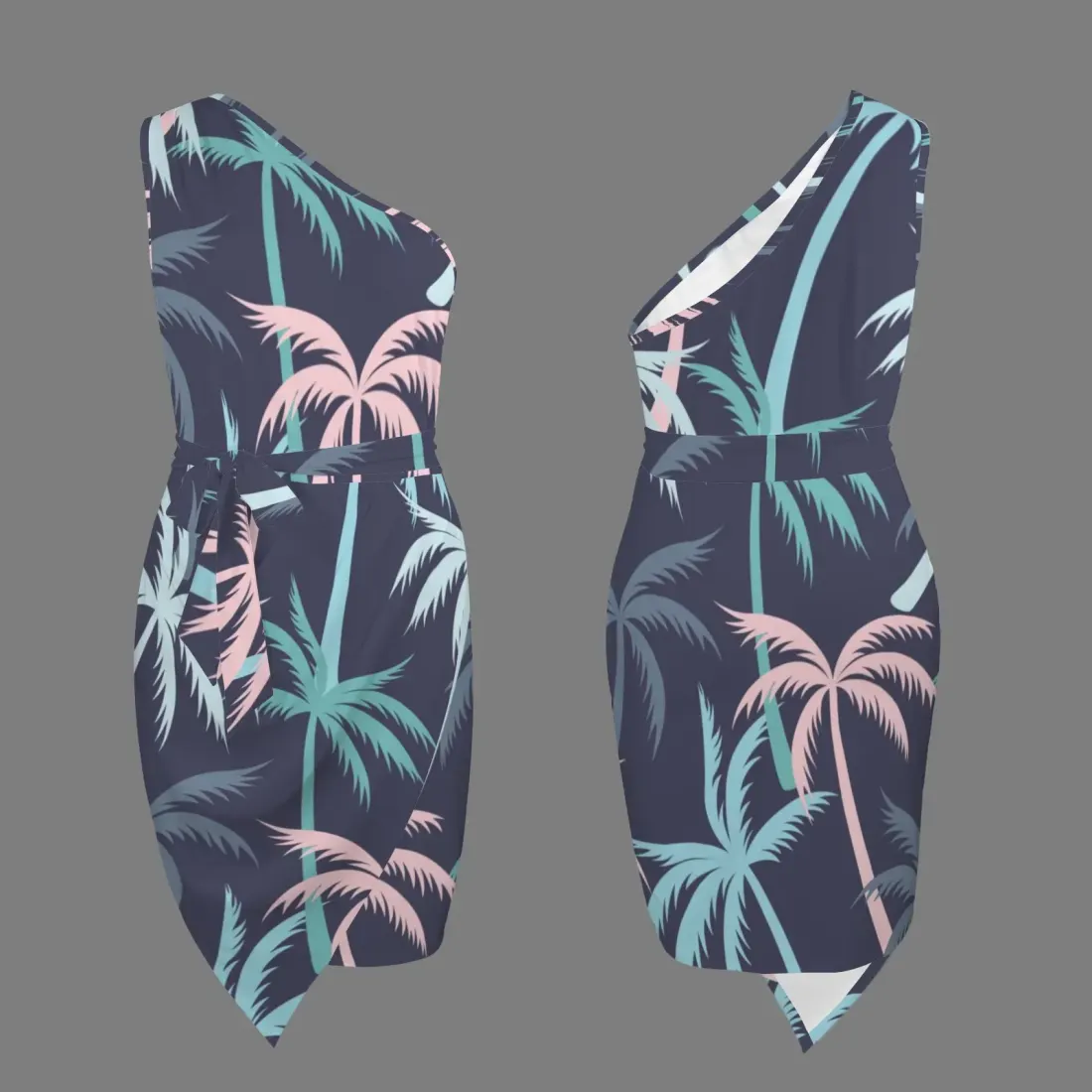 Women's One-Shoulder Waist-Tie Dress — photo 4