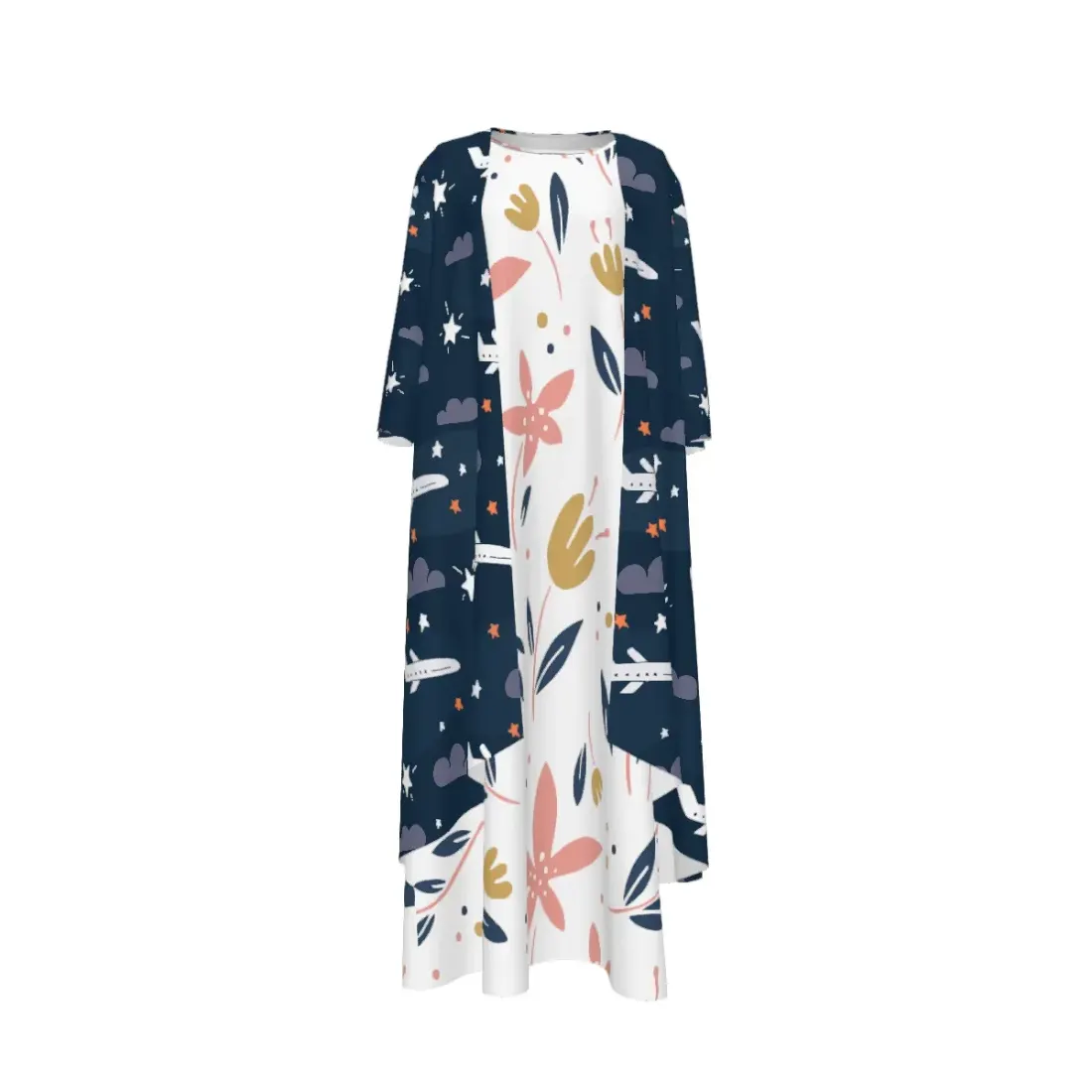 Women's 2-Piece Long Sleeve Dress & Cardigan Set