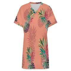 Women's Casual V-Neck Dress with Rolled Cuffs thumbnail 5