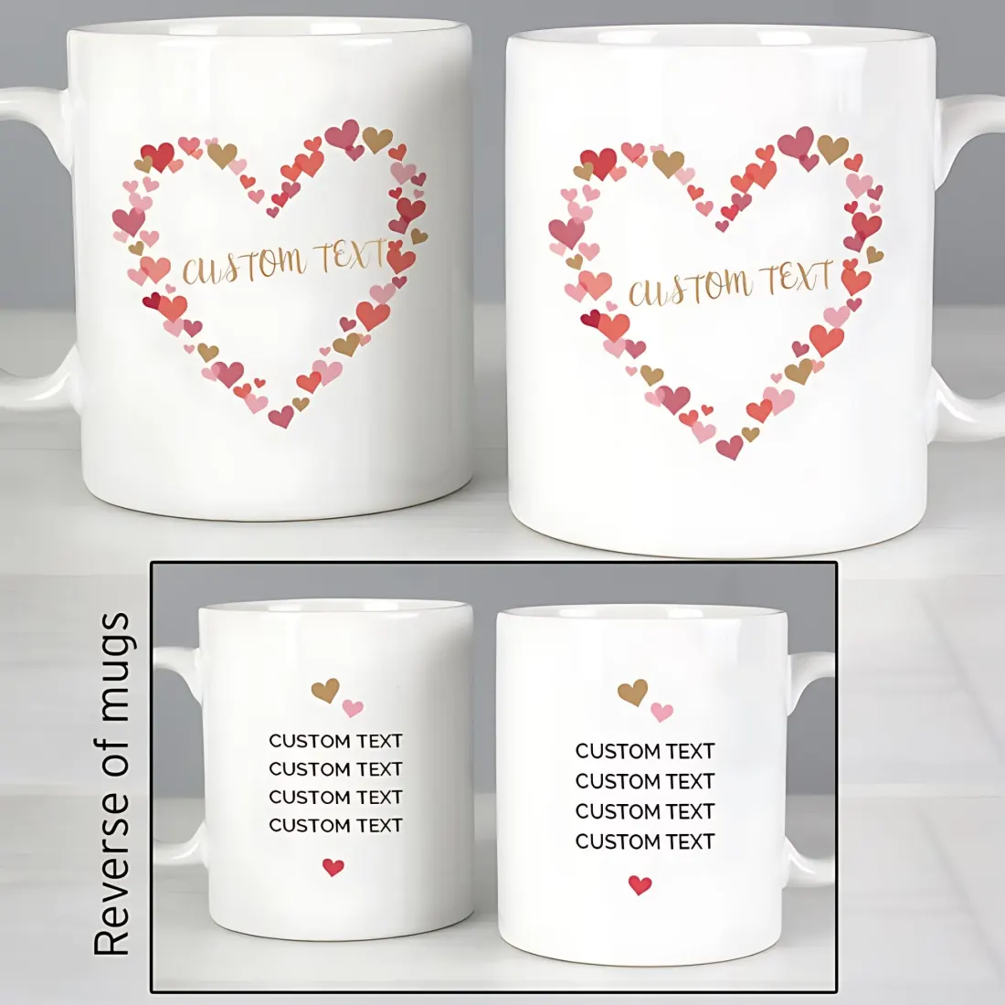 Custom Confetti Hearts Wedding Mug Set, Personalised Ceramic Cups for Newly Married Couple — photo 2