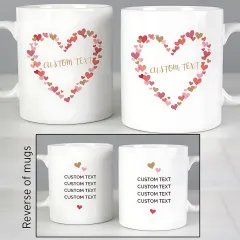 Custom Confetti Hearts Wedding Mug Set, Personalised Ceramic Cups for Newly Married Couple thumbnail 2
