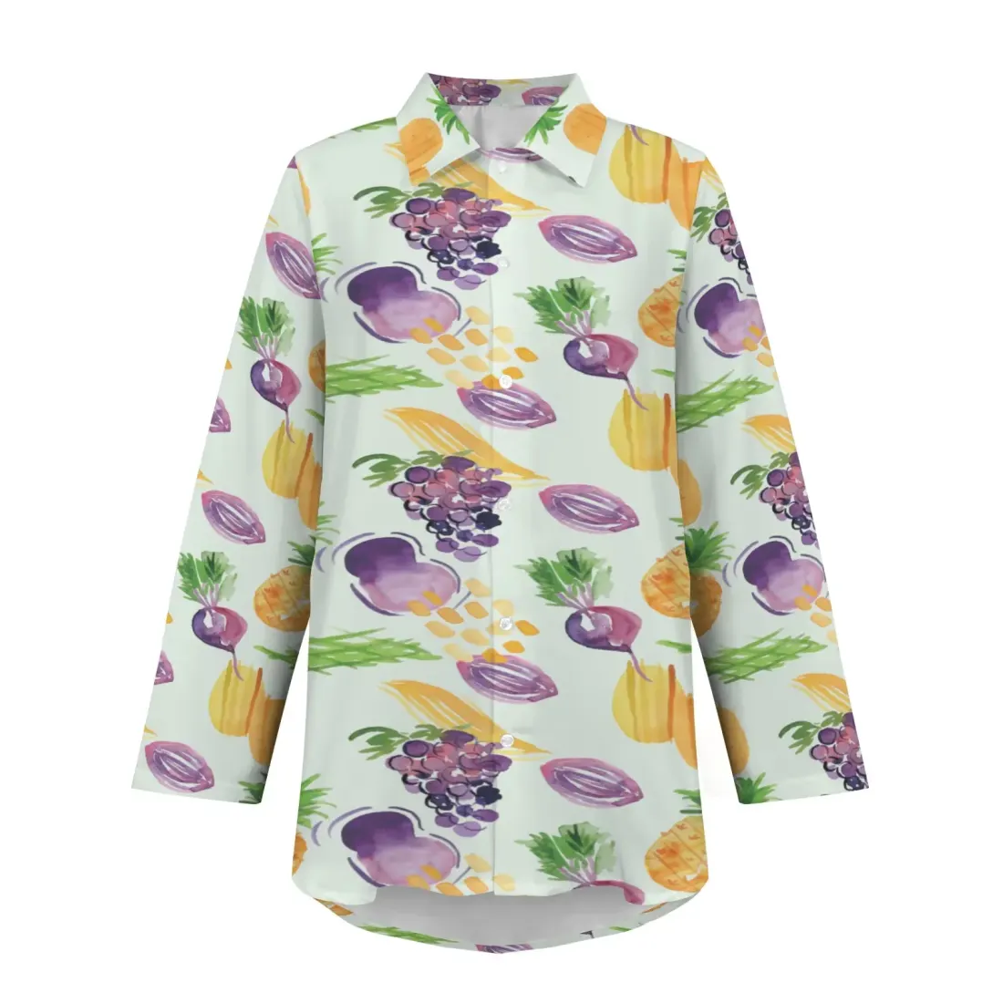 Women's Long Sleeve Curved Hem Shirt ( Model T93 ) — photo 4