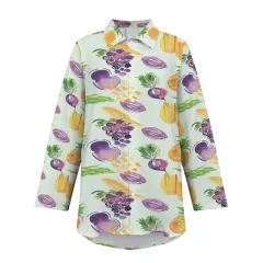 Women's Long Sleeve Curved Hem Shirt ( Model T93 ) thumbnail 4