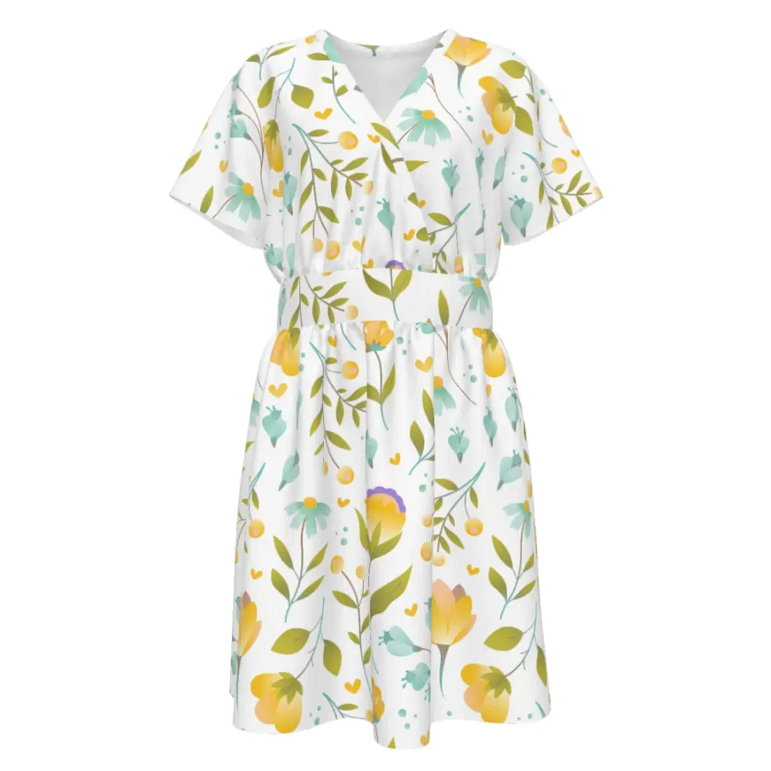 Women's V-Neck Short Sleeve Waist Dress — photo 2