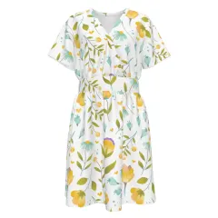Women's V-Neck Short Sleeve Waist Dress thumbnail 2