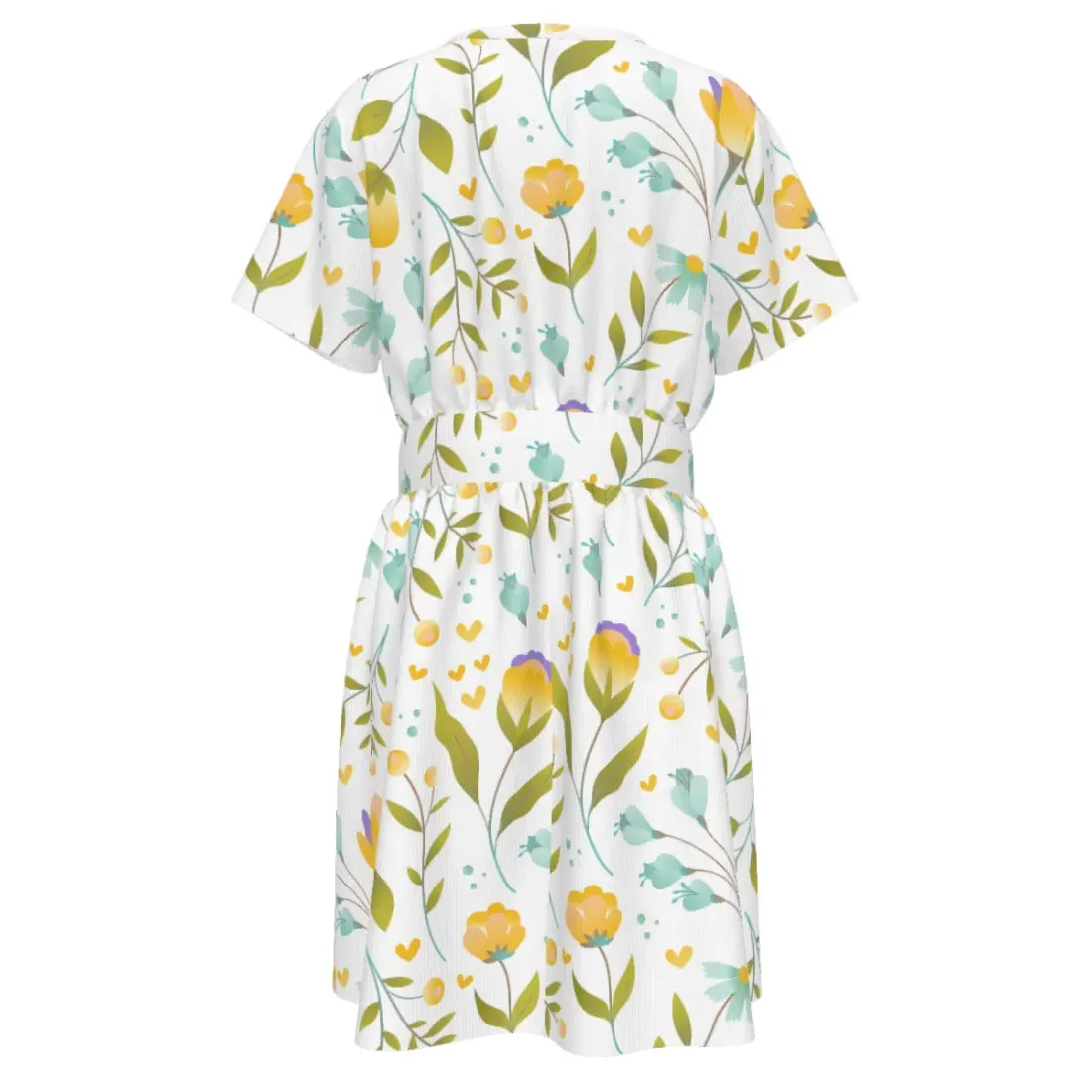 Women's V-Neck Short Sleeve Waist Dress — photo 3