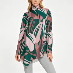 Women's High Neck Shirt with Irregular Hem thumbnail 1