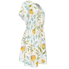 Women's V-Neck Short Sleeve Waist Dress thumbnail 4
