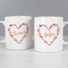 Custom Confetti Hearts Wedding Mug Set, Personalised Ceramic Cups for Newly Married Couple thumbnail 5