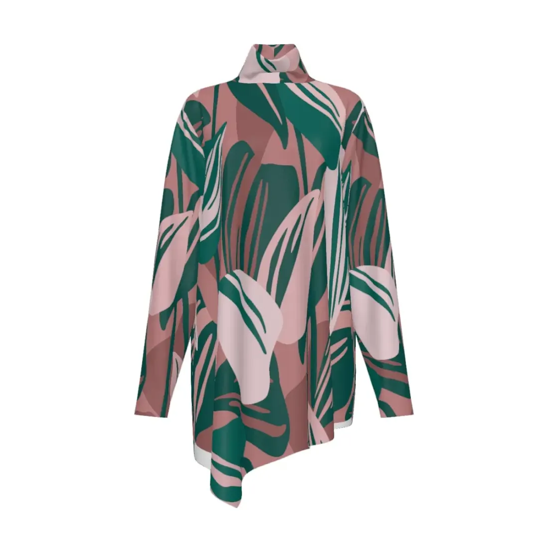 Women's High Neck Shirt with Irregular Hem — photo 2