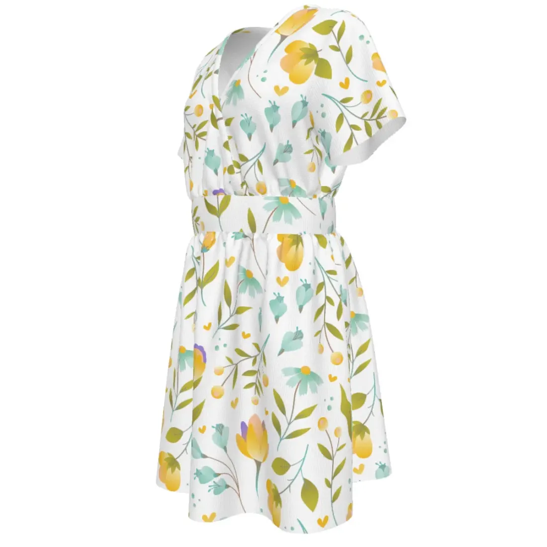Women's V-Neck Short Sleeve Waist Dress — photo 5