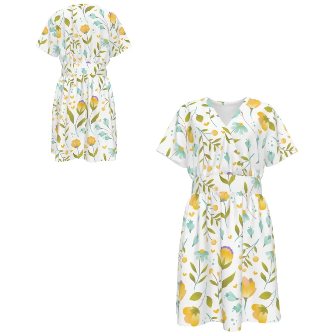 Women's V-Neck Short Sleeve Waist Dress — photo 6