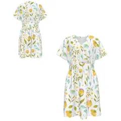 Women's V-Neck Short Sleeve Waist Dress thumbnail 6