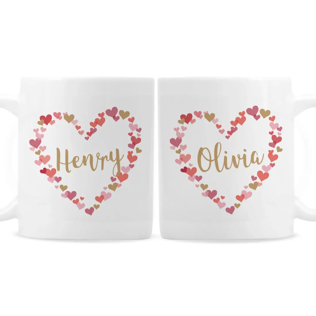 Custom Confetti Hearts Wedding Mug Set, Personalised Ceramic Cups for Newly Married Couple — photo 6