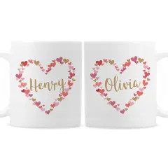 Custom Confetti Hearts Wedding Mug Set, Personalised Ceramic Cups for Newly Married Couple thumbnail 6