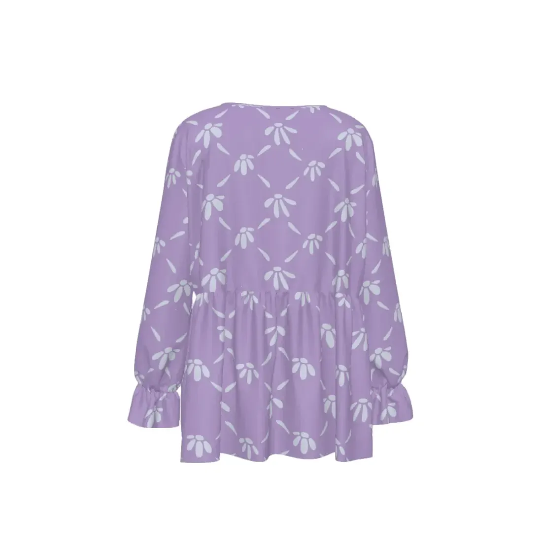 Women's Round Neck Smocked Waist Long Sleeve Shirt — photo 3