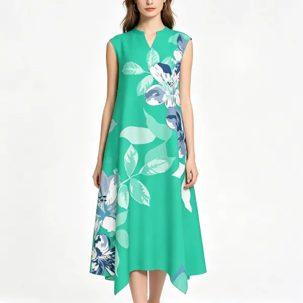 Women's V-Neck Sleeveless Maxi Dress with Pockets