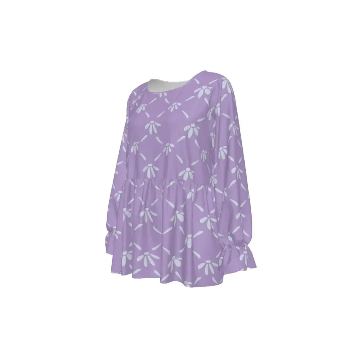Women's Round Neck Smocked Waist Long Sleeve Shirt — photo 5