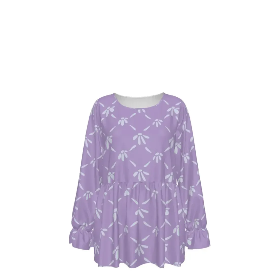 Women's Round Neck Smocked Waist Long Sleeve Shirt — photo 6