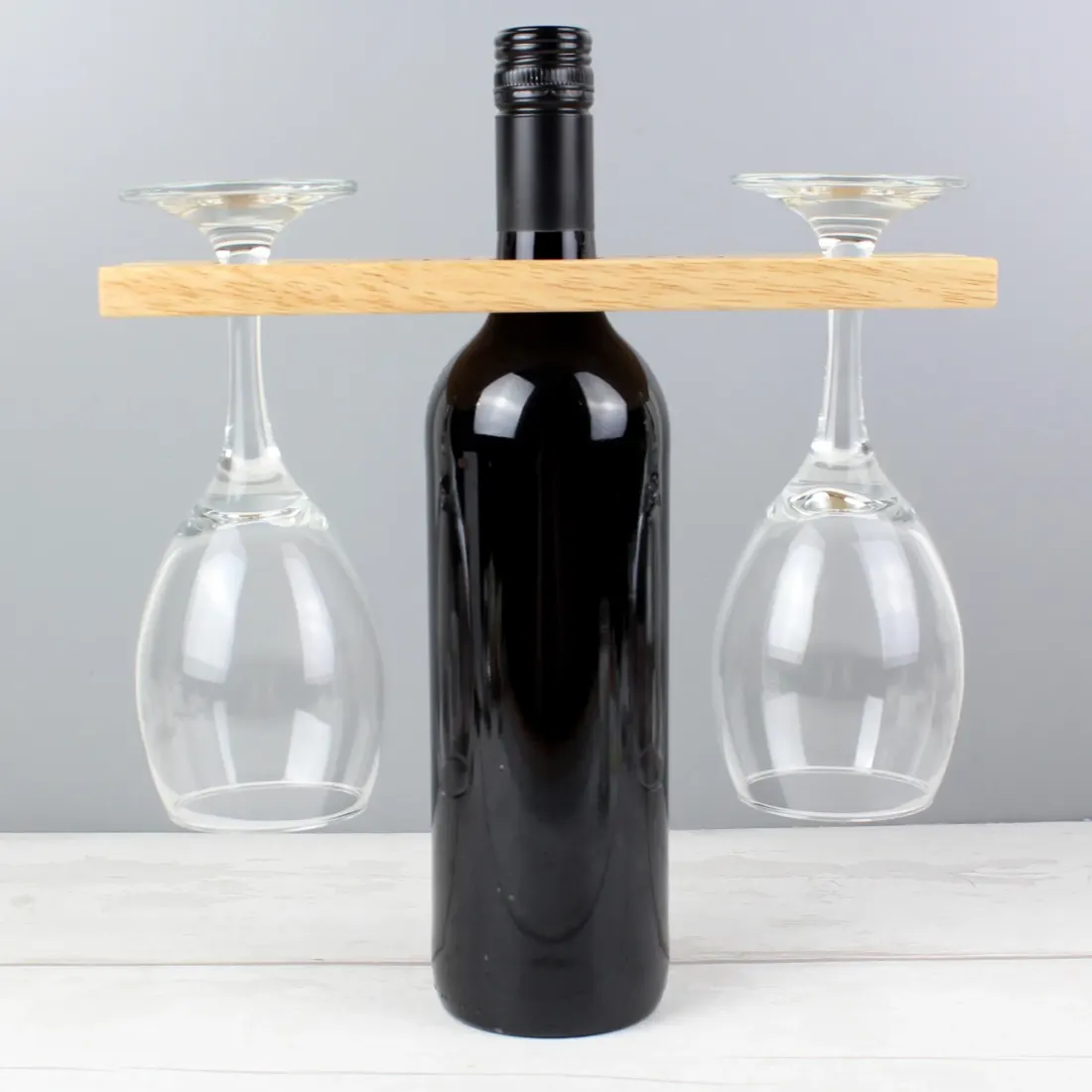 Wooden Wine Glass and Bottle Holder, Engraved Wedding Keepsake, Personalised Gifts — photo 3