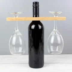 Wooden Wine Glass and Bottle Holder, Engraved Wedding Keepsake, Personalised Gifts thumbnail 3