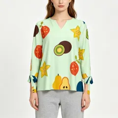 Women's V-Neck Tie-Cuff Blouse thumbnail 1
