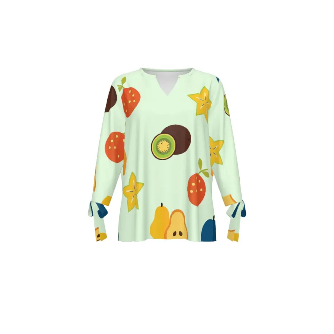 Women's V-Neck Tie-Cuff Blouse — photo 2