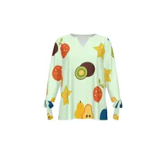 Women's V-Neck Tie-Cuff Blouse thumbnail 2