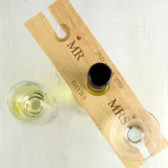 Wooden Wine Glass and Bottle Holder, Engraved Wedding Keepsake, Personalised Gifts thumbnail 4