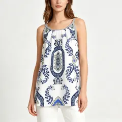 Women's Gathered Tank Top with Straps thumbnail 1