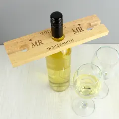 Wooden Wine Glass and Bottle Holder, Engraved Wedding Keepsake, Personalised Gifts thumbnail 5