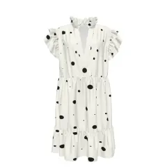 Women's V-Neck Short Ruffle Sleeve Dress thumbnail 2