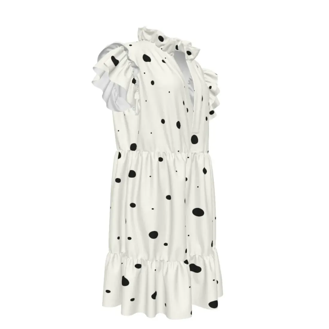 Women's V-Neck Short Ruffle Sleeve Dress — photo 4