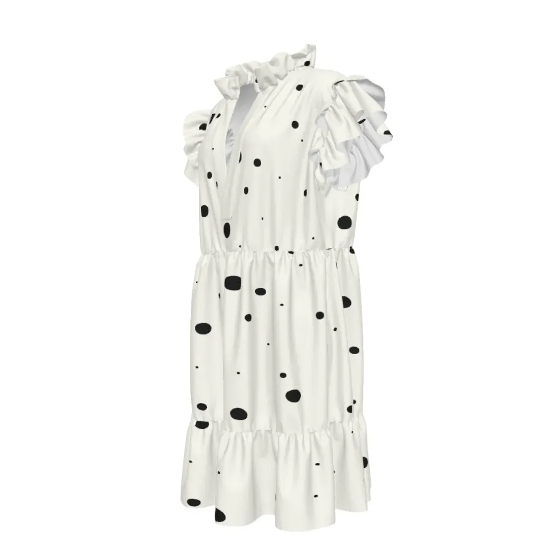 Women's V-Neck Short Ruffle Sleeve Dress — photo 5