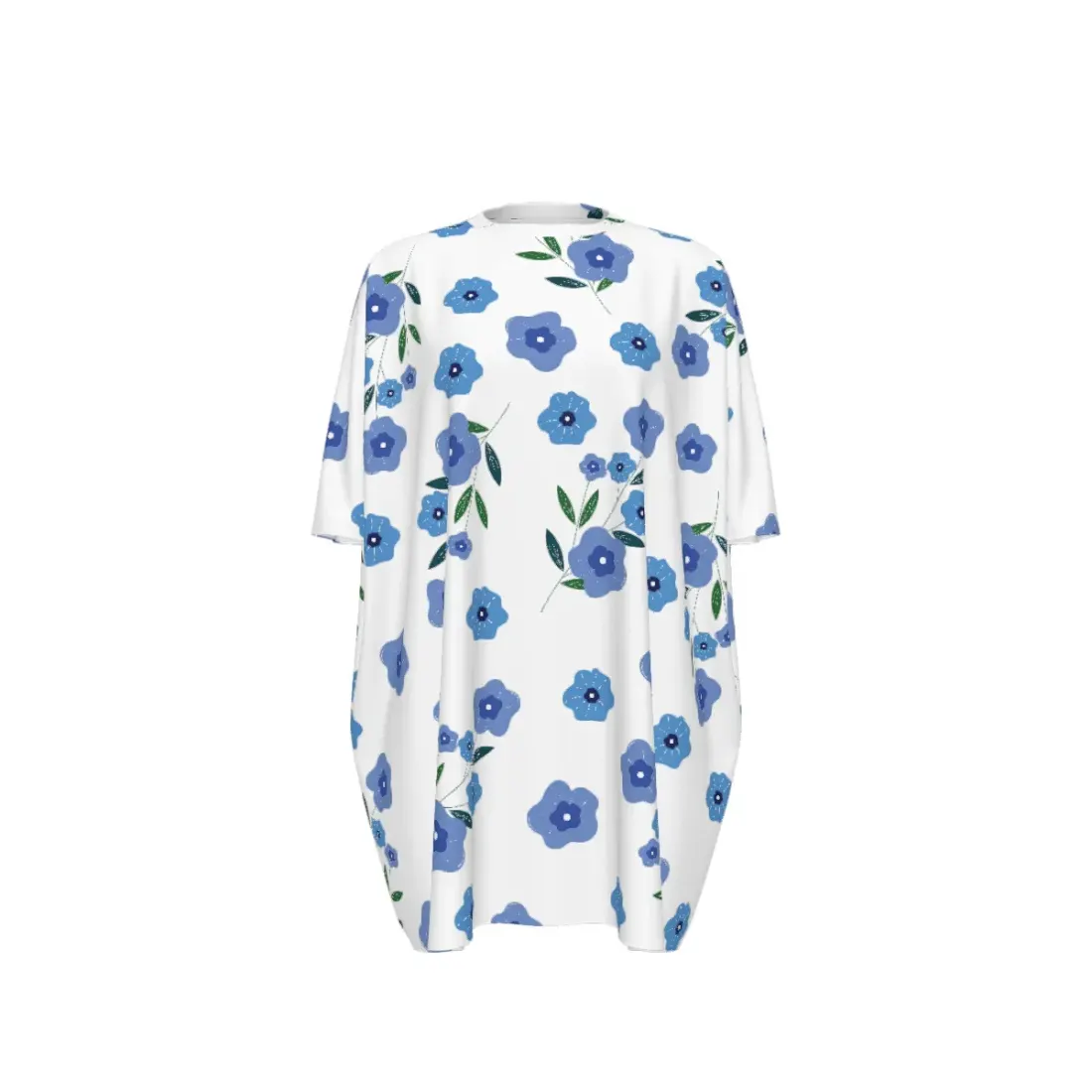 Women's Oversized Round Neck Drop Shoulder Dress with Pockets