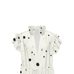 Women's V-Neck Short Ruffle Sleeve Dress thumbnail 6