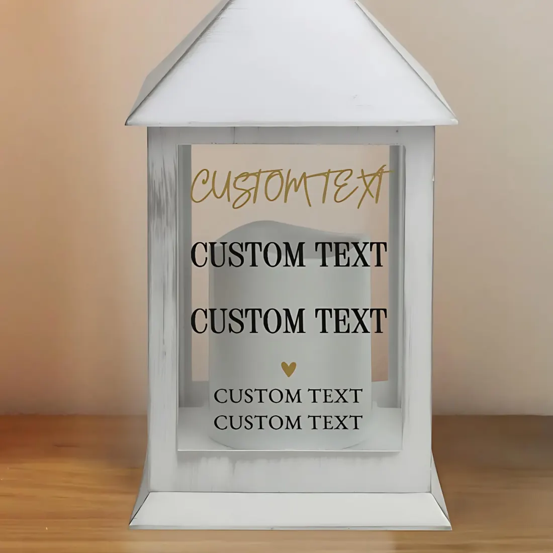 Personalised White Lantern, Black Gold Text, New Home Wedding Gift UK — photo 2