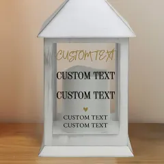 Personalised White Lantern, Black Gold Text, New Home Wedding Gift UK thumbnail 2