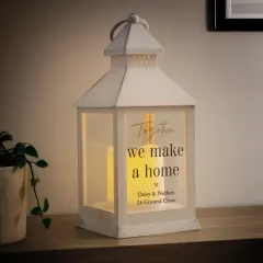 Personalised White Lantern, Black Gold Text, New Home Wedding Gift UK thumbnail 4