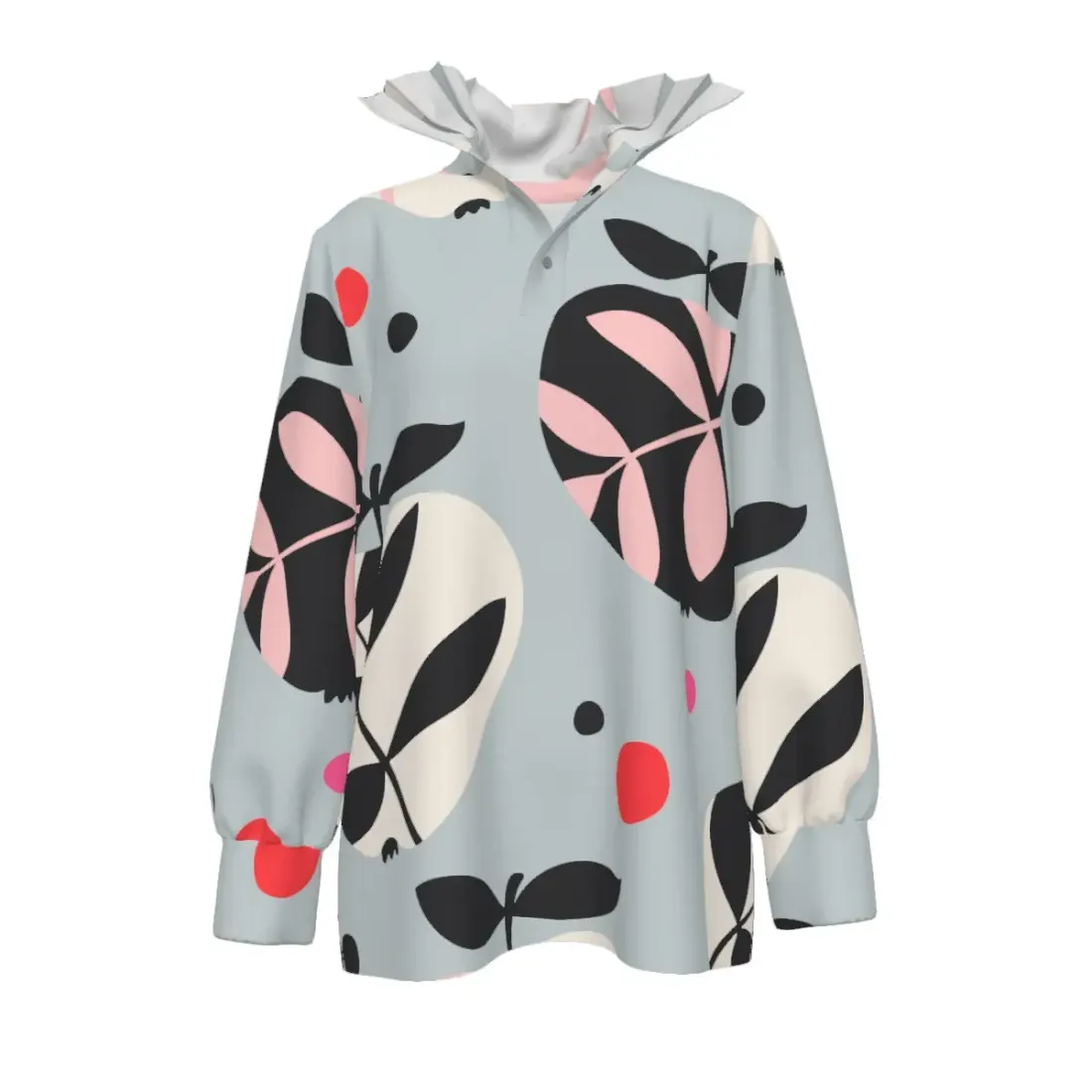Women's Button-Down Ruffle Collar Sweatshirts