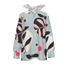 Women's Button-Down Ruffle Collar Sweatshirts thumbnail 1