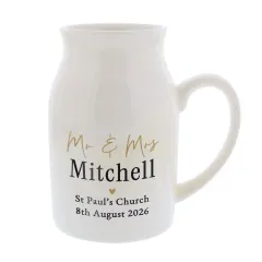 Personalised Black and Gold Jug Vase, Custom Free Text Ceramic Flower Vase thumbnail 3