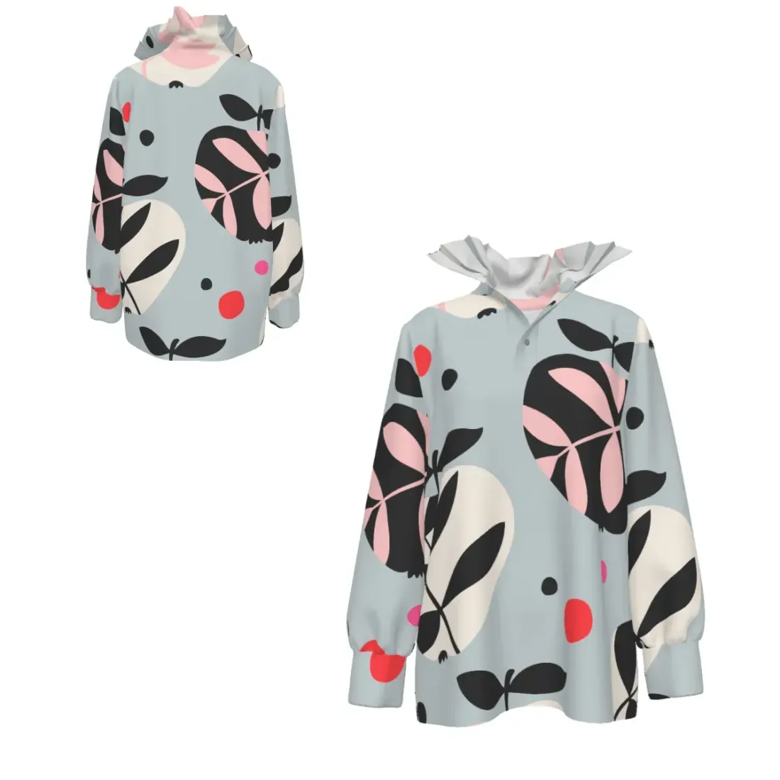 Women's Button-Down Ruffle Collar Sweatshirts — photo 6