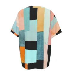 Women's Ribbed V-Neck Short Sleeve T-Shirt thumbnail 3
