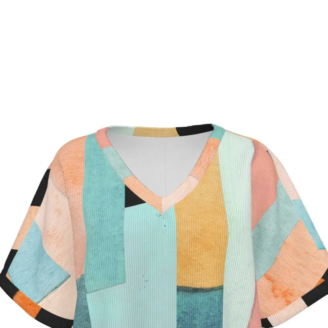 Women's Ribbed V-Neck Short Sleeve T-Shirt — photo 6
