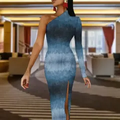 One-Shoulder Slit Maxi Dress thumbnail 1